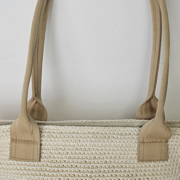 The Sak Shoulder Bag Peach and Cream Crotched Woven Zip Top Beachy Boho - Picture 6 of 10